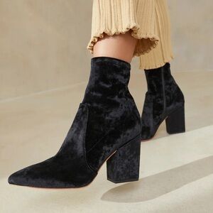 Loeffler Randall Black Isla Velvet Heeled Boots